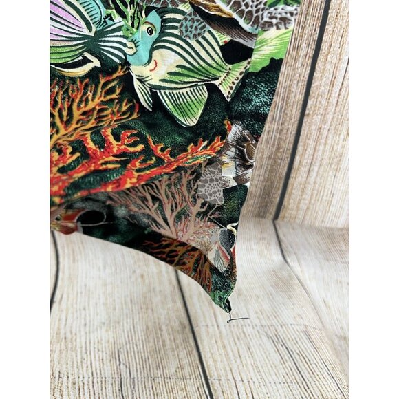 Men Graphic Coral Reef Shirt Button Front XL Tropical Fish Hawaiian 100% Cotton - Picture 8 of 11